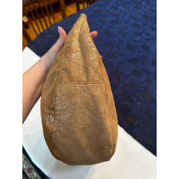 Jimmy Choo Gold Suede Metallic Hobo Bag - Picture 9 of 16